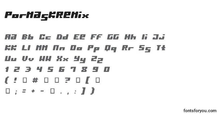 Schriftart PormaskRemix – Alphabet, Zahlen, spezielle Symbole