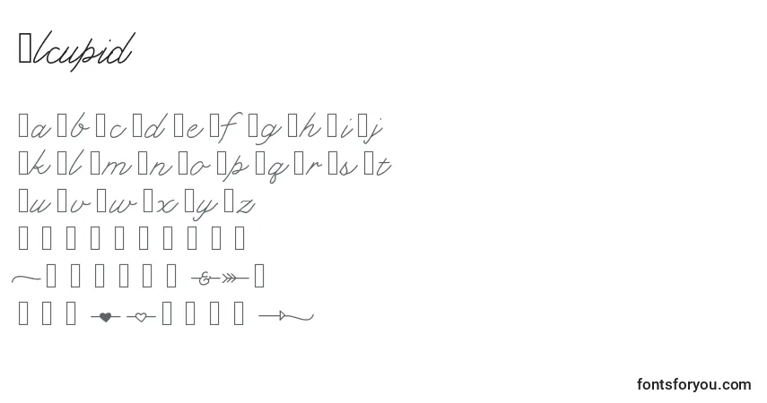 Czcionka Klcupid – alfabet, cyfry, specjalne znaki