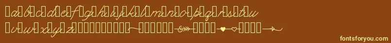 Klcupid-Schriftart – Gelbe Schriften auf braunem Hintergrund