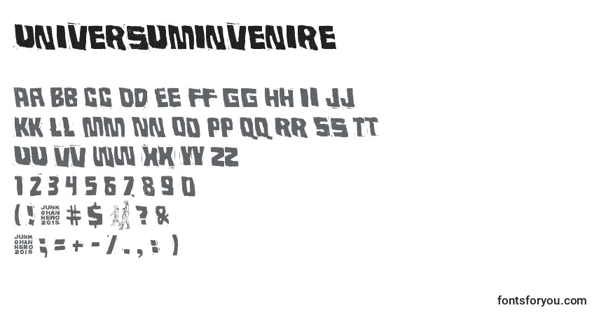 A fonte UniversumInvenire – alfabeto, números, caracteres especiais