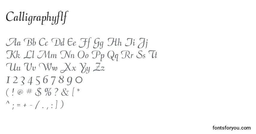 A fonte Calligraphyflf – alfabeto, números, caracteres especiais