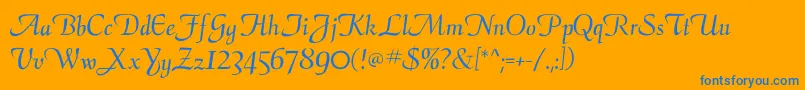 Calligraphyflf-fontti – siniset fontit oranssilla taustalla