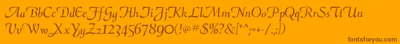 Czcionka Calligraphyflf – brązowe czcionki na pomarańczowym tle