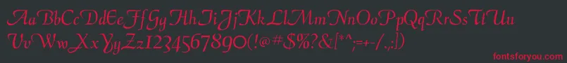 Calligraphyflfフォントについての詳細 フォントCalligraphyflf – 黒い背景に赤い文字