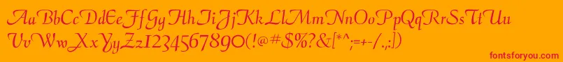 Calligraphyflf Font – Red Fonts on Orange Background