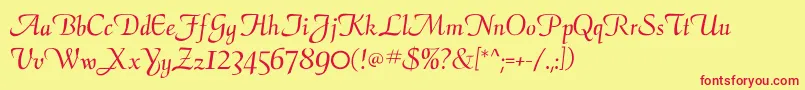Calligraphyflf-Schriftart – Rote Schriften auf gelbem Hintergrund