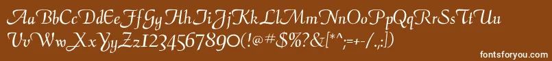 Calligraphyflf-Schriftart – Weiße Schriften auf braunem Hintergrund