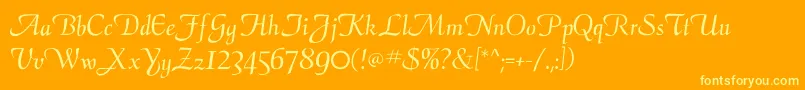 Calligraphyflf Font – Yellow Fonts on Orange Background
