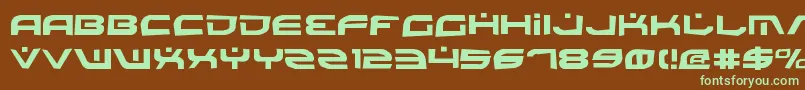 フォントBattlev2r – 緑色の文字が茶色の背景にあります。