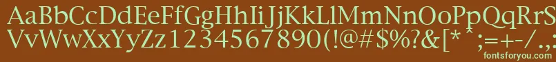 フォントNewYorkPlain.001.003 – 緑色の文字が茶色の背景にあります。