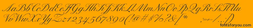 ExcelsorscriptItalic-Schriftart – Schwarze Schriften auf orangefarbenem Hintergrund