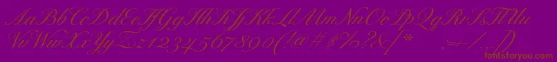 ExcelsorscriptItalic-Schriftart – Braune Schriften auf violettem Hintergrund