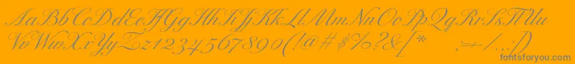 ExcelsorscriptItalic-Schriftart – Graue Schriften auf orangefarbenem Hintergrund