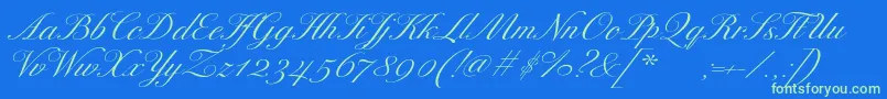 ExcelsorscriptItalic Font – Green Fonts on Blue Background