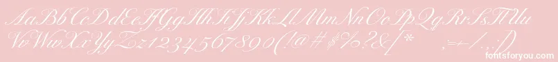 ExcelsorscriptItalic-Schriftart – Weiße Schriften auf rosa Hintergrund