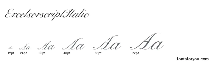 ExcelsorscriptItalic Font Sizes