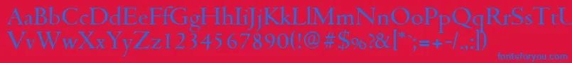 CambridgeserialRegular-Schriftart – Blaue Schriften auf rotem Hintergrund
