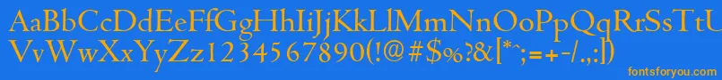 フォントCambridgeserialRegular – オレンジ色の文字が青い背景にあります。