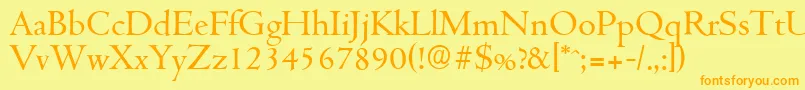 フォントCambridgeserialRegular – オレンジの文字が黄色の背景にあります。