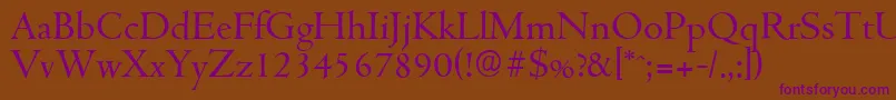 CambridgeserialRegular-Schriftart – Violette Schriften auf braunem Hintergrund