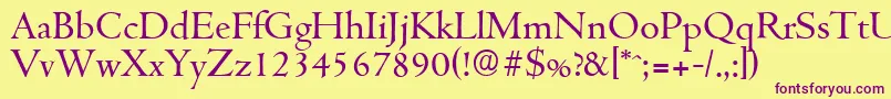Police CambridgeserialRegular – polices violettes sur fond jaune