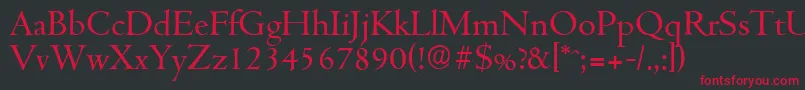 フォントCambridgeserialRegular – 黒い背景に赤い文字
