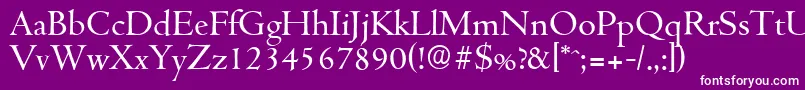 Fonte CambridgeserialRegular – fontes brancas em um fundo violeta