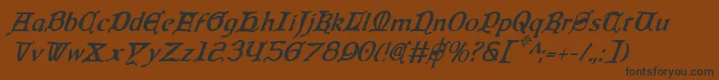 QueenCountryCondensedItalic Font – Black Fonts on Brown Background