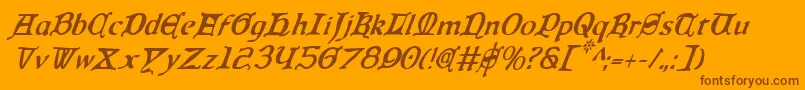 QueenCountryCondensedItalic Font – Brown Fonts on Orange Background