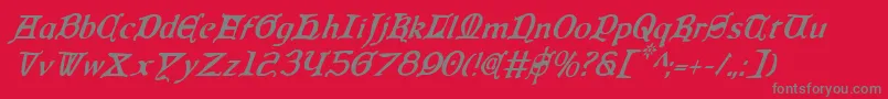 QueenCountryCondensedItalic Font – Gray Fonts on Red Background