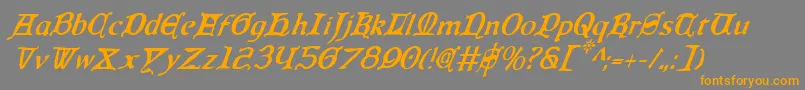 QueenCountryCondensedItalic Font – Orange Fonts on Gray Background