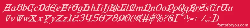 QueenCountryCondensedItalic Font – Pink Fonts on Red Background