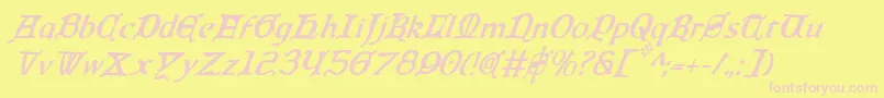 QueenCountryCondensedItalic Font – Pink Fonts on Yellow Background