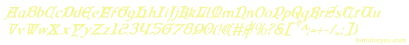 QueenCountryCondensedItalic Font – Yellow Fonts on White Background