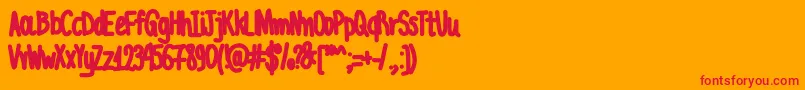 AcChubbyUnicode-Schriftart – Rote Schriften auf orangefarbenem Hintergrund