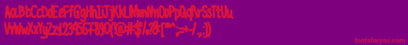 Fonte AcChubbyUnicode – fontes vermelhas em um fundo violeta