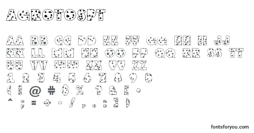 Czcionka AGrotospt – alfabet, cyfry, specjalne znaki