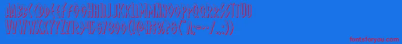 Ohmightyisis3D-Schriftart – Rote Schriften auf blauem Hintergrund