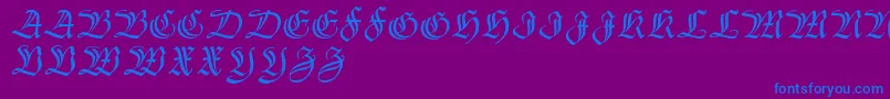 Thannhaeuserzier-Schriftart – Blaue Schriften auf violettem Hintergrund