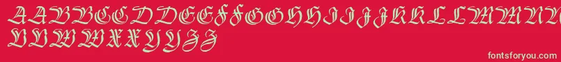 Thannhaeuserzier-Schriftart – Grüne Schriften auf rotem Hintergrund