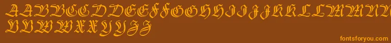 Thannhaeuserzier Font – Orange Fonts on Brown Background