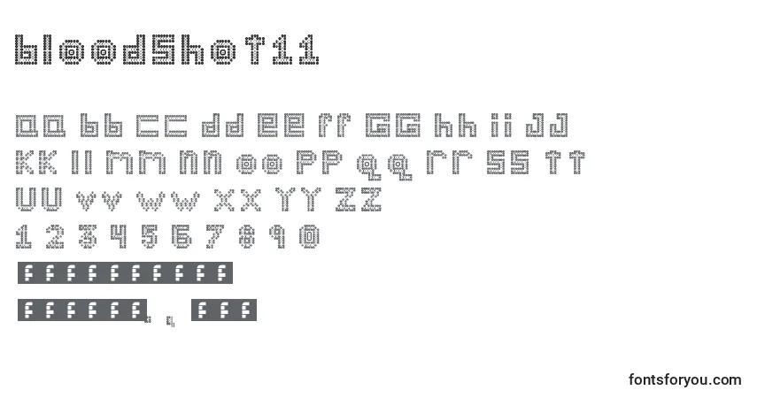 A fonte Bloodshot11 – alfabeto, números, caracteres especiais