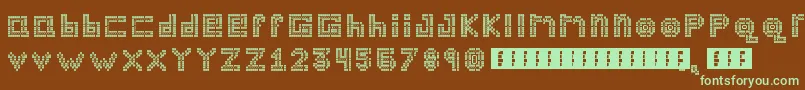 フォントBloodshot11 – 緑色の文字が茶色の背景にあります。