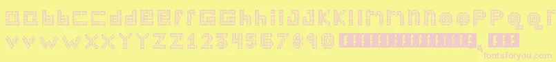 Bloodshot11-fontti – vaaleanpunaiset fontit keltaisella taustalla