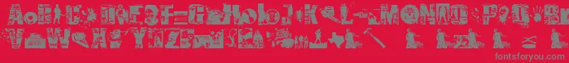 SurvivalHorror-Schriftart – Graue Schriften auf rotem Hintergrund