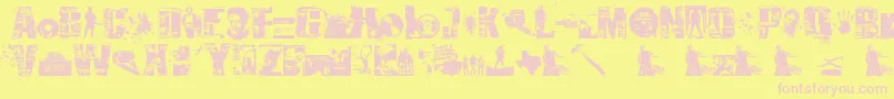 SurvivalHorror-fontti – vaaleanpunaiset fontit keltaisella taustalla