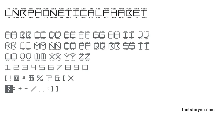 A fonte LnrPhoneticAlphabet – alfabeto, números, caracteres especiais