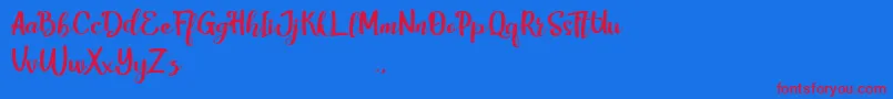 HarleyScriptRegular Font – Red Fonts on Blue Background