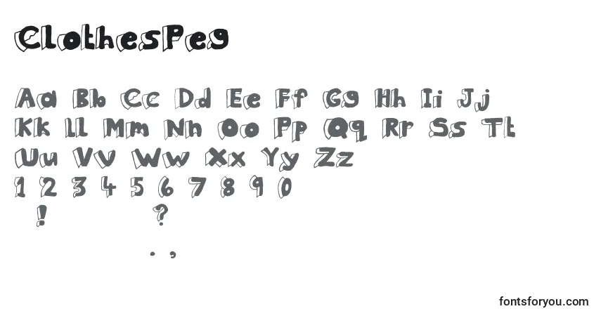Czcionka ClothesPeg – alfabet, cyfry, specjalne znaki