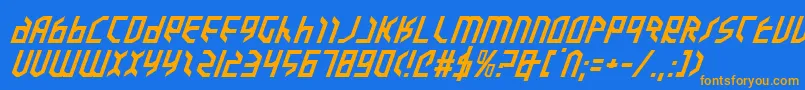 Saiba mais sobre a fonte ValkyrieExpandedItalic Fonte ValkyrieExpandedItalic – fontes laranjas em um fundo azul